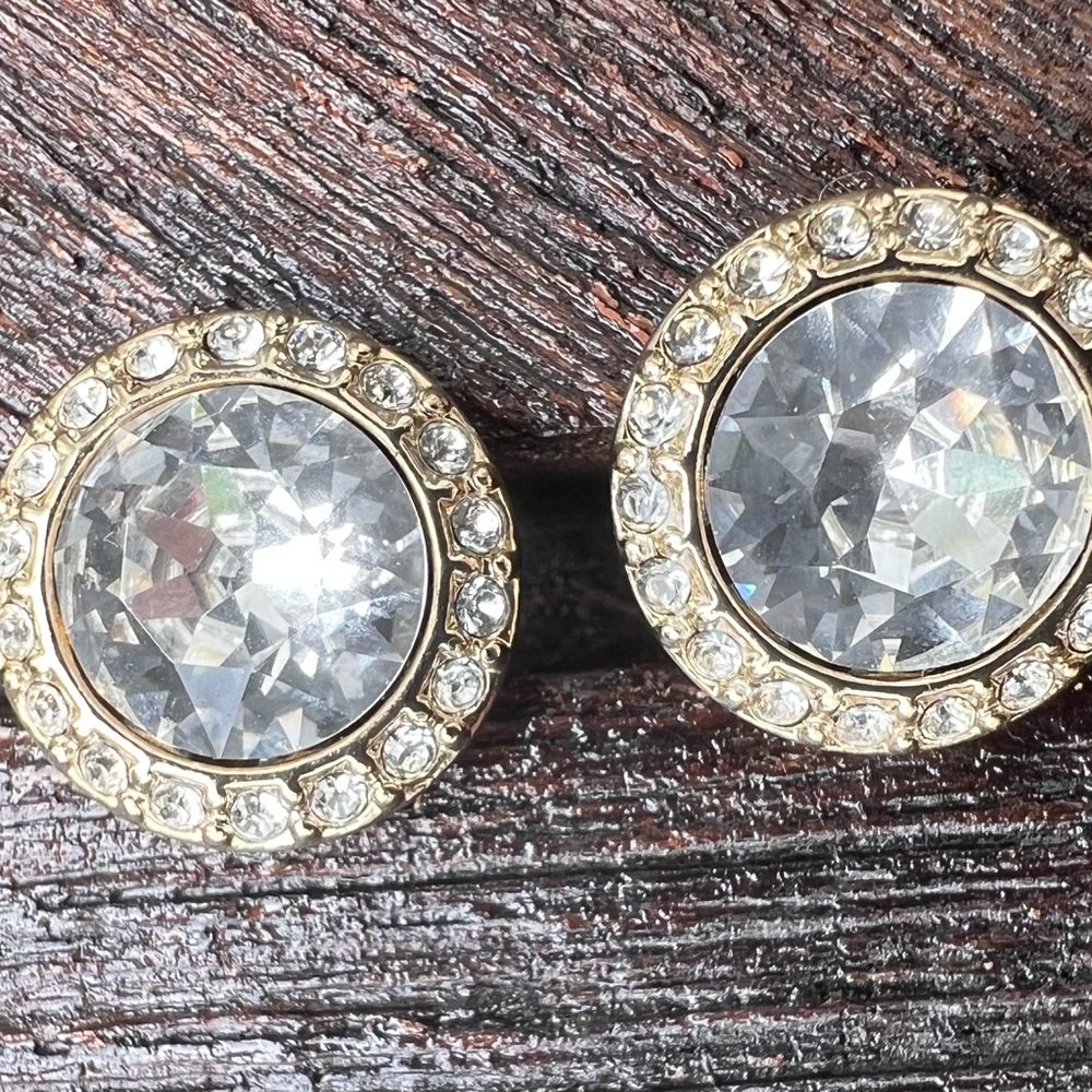 Givenchy Gold Crystal Studs - Vintage Glam - Picture 9 of 13